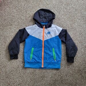 Nike Colorblock Windbreaker Jacket Kids size 6/7 Blue Black White